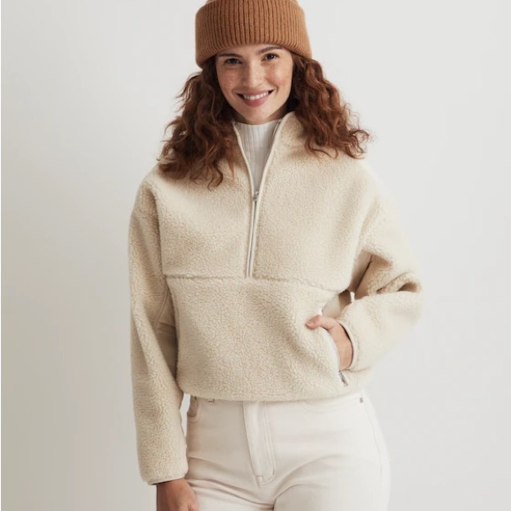 Madewell Faux Shearling half-zip pullover - size M